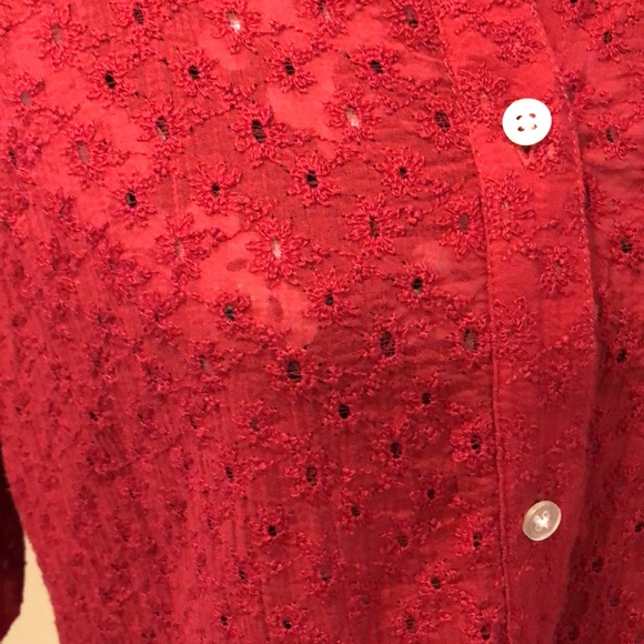 ❤️ Lauren Classic high neck, roll button up sleeves cotton embroidered pin hole - Picture 3 of 12